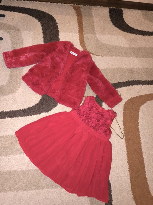 Страхотен празничен лот рокля+палто HM 92-98 размер