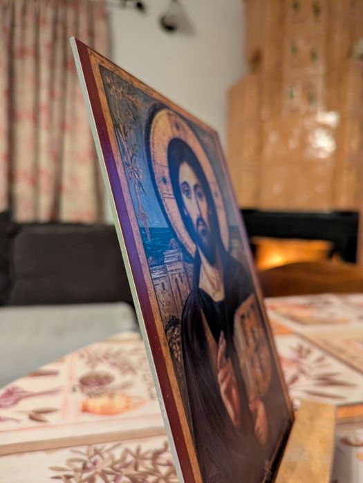 Icoană în relief pe sticlă – realizare premium