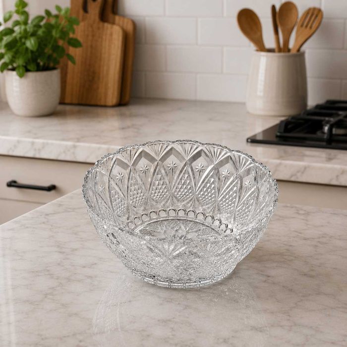 Bol din sticlă 6 bucati, model cristal, 12.5x5.5cm, transparent
