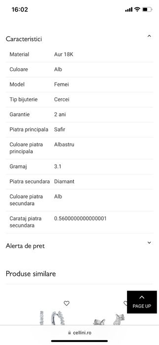 Cercei cu diamante si safire maria granacci cu garantie 1 an Cellini