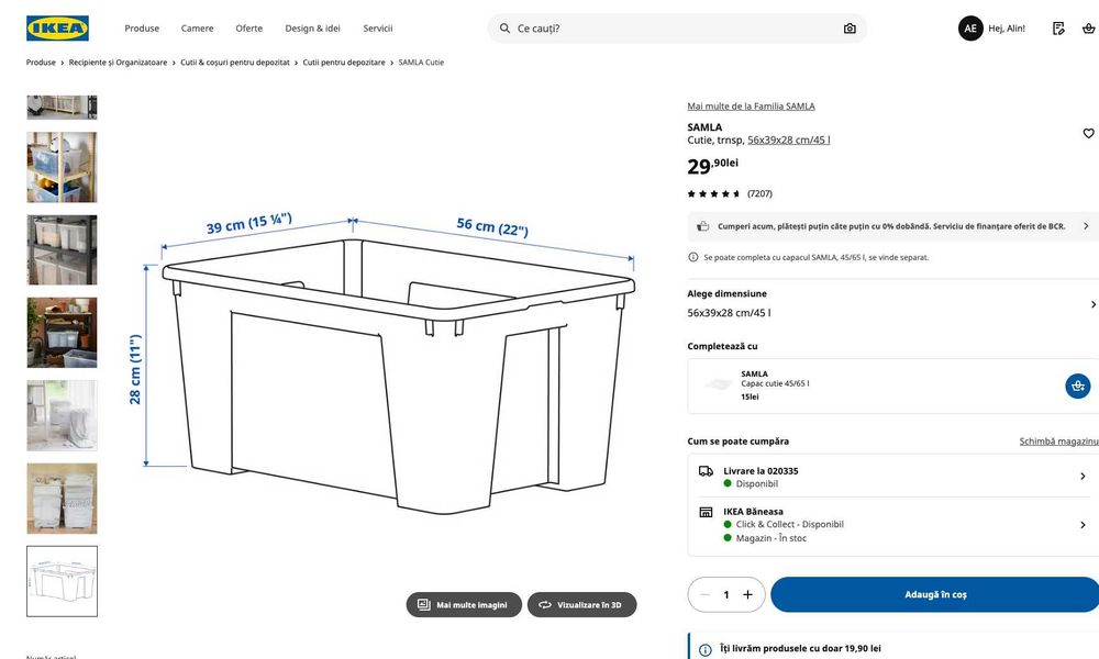 Cutii depozitare IKEA SAMLA 45L – set 40 buc – ca noi - SUPER PREȚ!