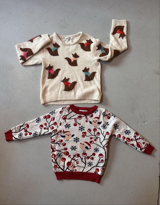 Set 2 pulovere iarna fetite (4-5 ani), grosute