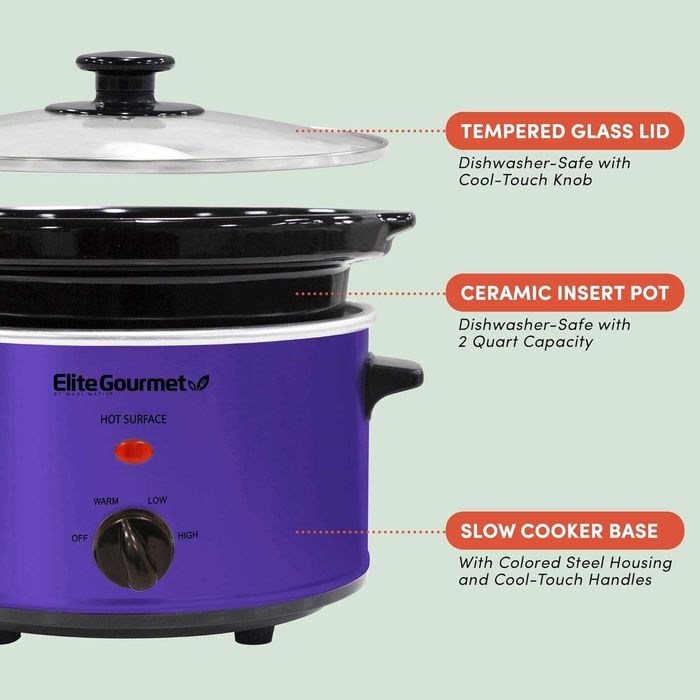 Elite Gourmet MST275XP Електрическа овална бавна готварска печка, регулируема температура, предястия сосове яхнии и дипове, 2.27 л