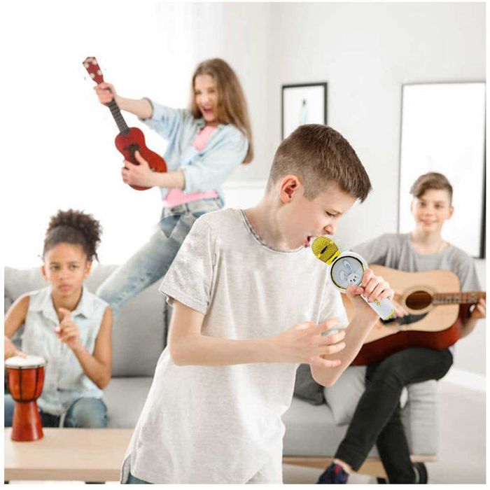 Детски караоке микрофон Rabbit X6 Bluetooth, светлини и звук със зайче