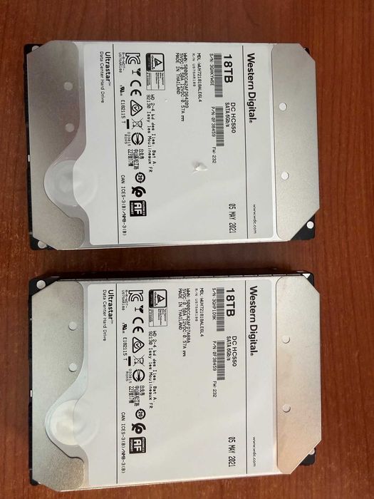 Твърд диск 18TB WD Enterprise Ultrastar DC HC550 х 2 бр за ремонт (Host I/O error & RAW Read Error)