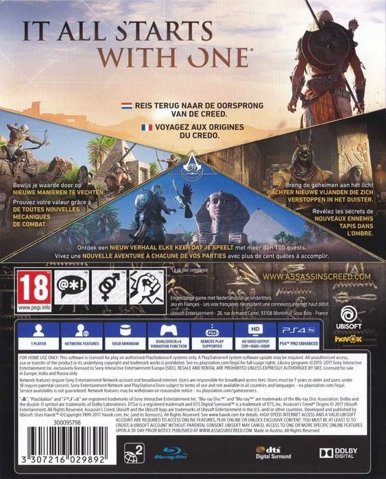 Игра Assassin's Creed ORIGINS (PS4) Playstation 4 , PRO , PS5 , Нова