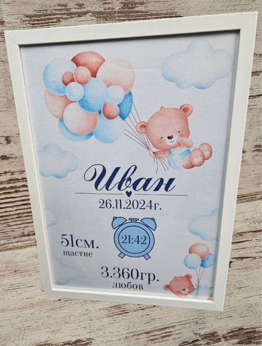 Бебешка визитка А4 или 13/18