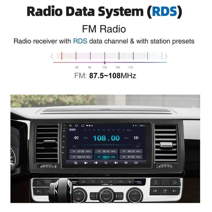 VW Transporter T6 2016-2019 9” 2-DIN с Android 14, 4/64GB, CarPlay и Android Auto, RDS