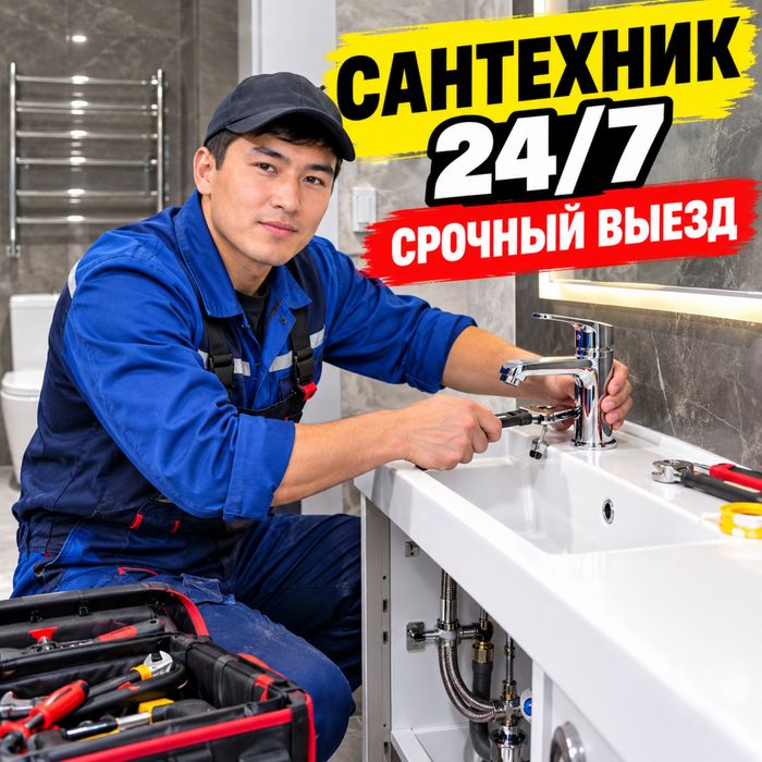 Сантехник 24/7 Алматы устранение течи замена кран смеситель механизм