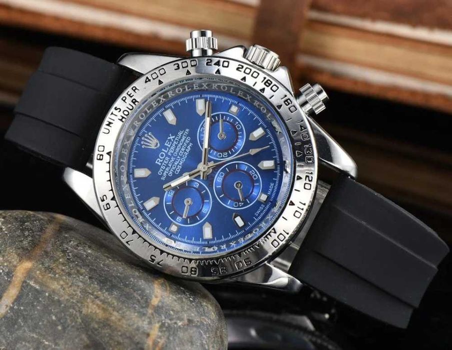 CEAS TIP R.O.L.EX Daytona Silver&Blue Silicone Edition NOU Albastru !!