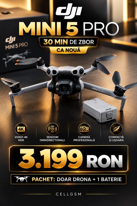 Dji Mini 5 Pro ,stare perfecta ca sigilata 30 min de zbor