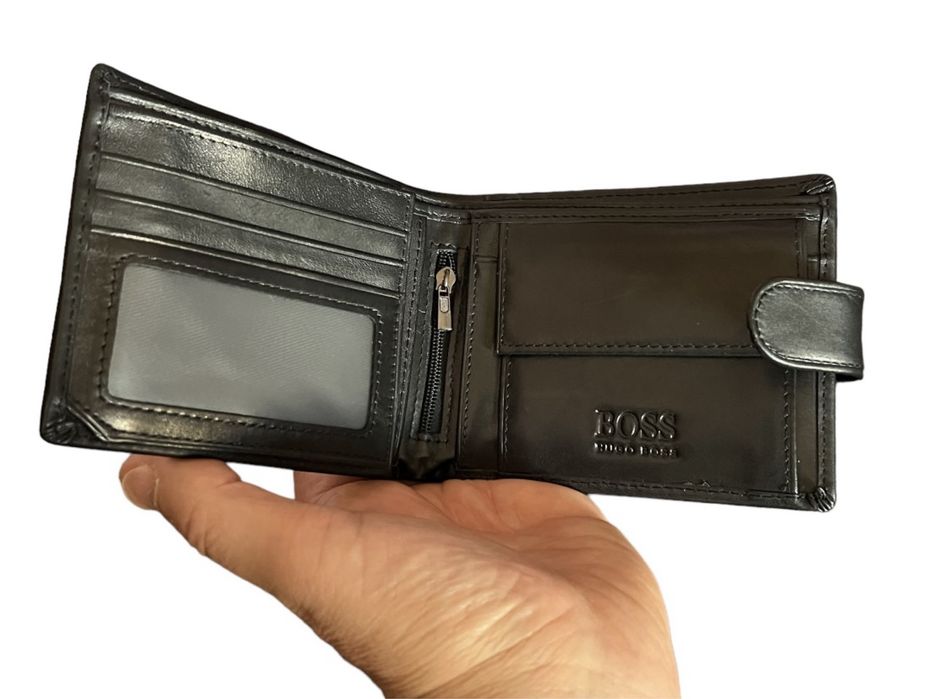 Мъжки портфейл от естествена кожа телешки бокс тик так закопчаване