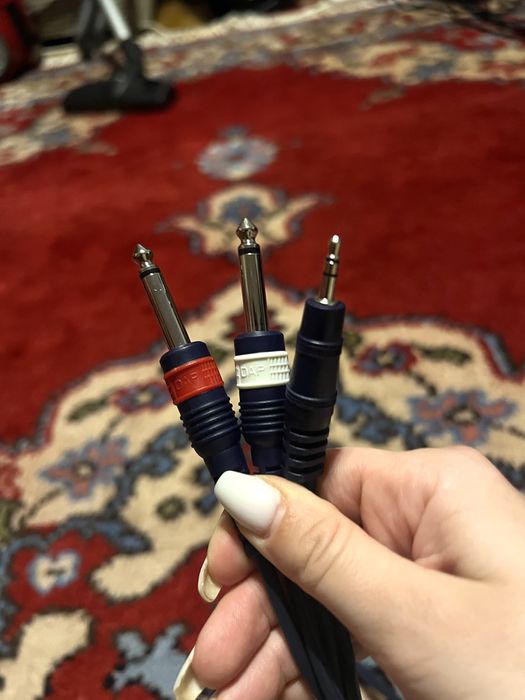 Cablu audio video stereo 3m AV-48 1x jack 3,5mm 2 x Jack 6mm