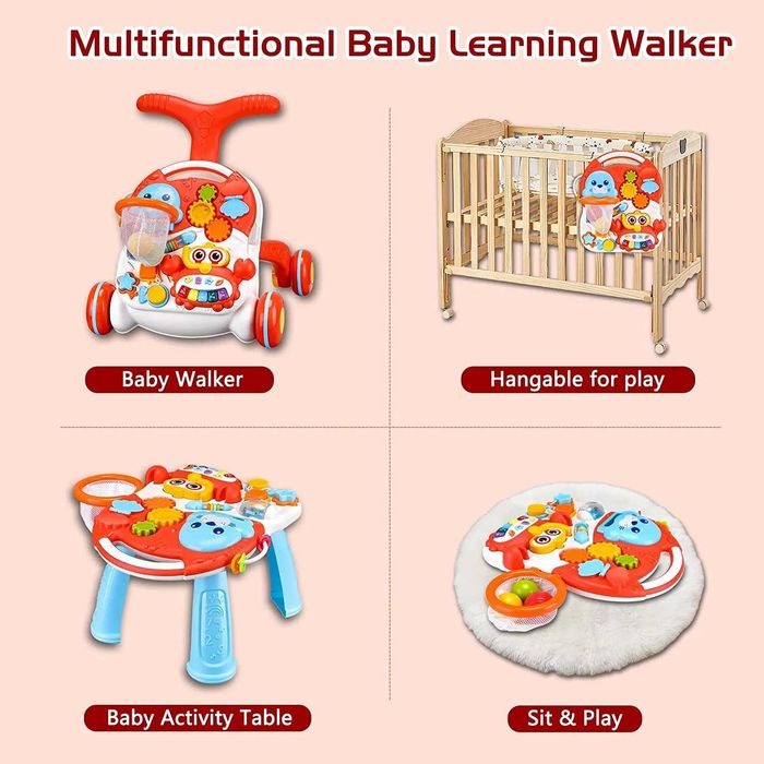 2в1 проходилка - детски уокър и масичка, интерактивна играчка - НОВИ