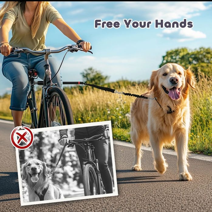 Кучешка каишка за велосипед,Кучешка каишка за колоездене, тренировка,