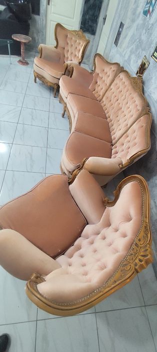 Set salon Ludovic / Baroc din lemn masiv sculptat – canapea 4 locuri + 2 fotolii