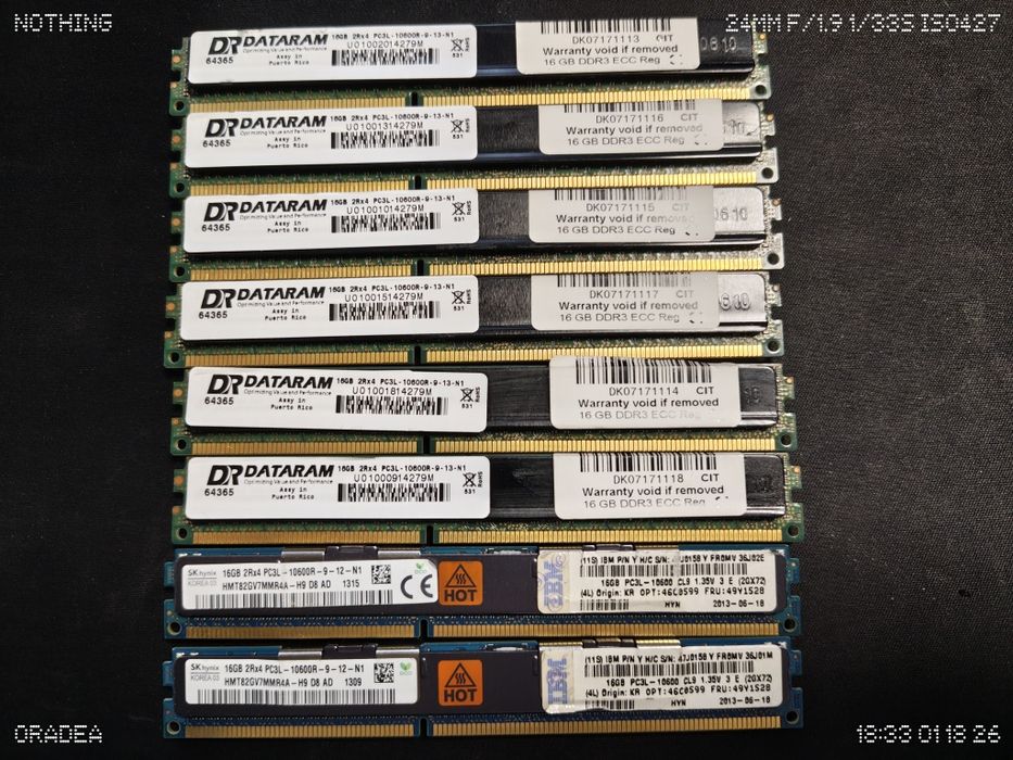 Vand 8X 16GB DDR3 ECC Server 10600R PC3L ( 128 GB Total )