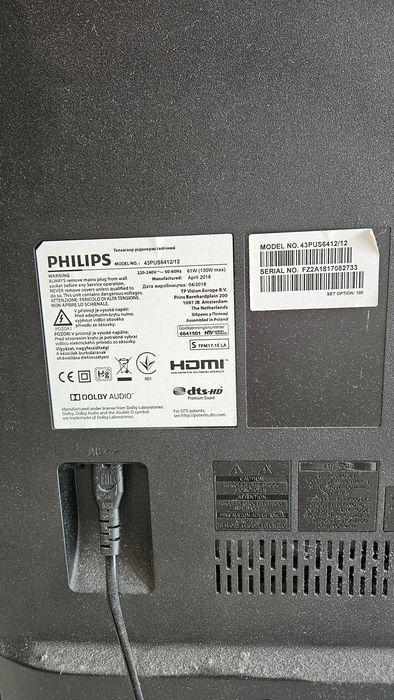Телевизор Philips Ambilight 4К UHD 43" Android 43PUS6412/12 - дисплей за смяна или за части