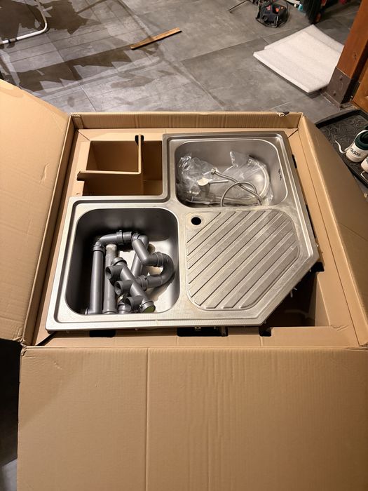 Chiuveta bucatarie FRANKE de colt, 2 cuve, inox satinat+ baterie