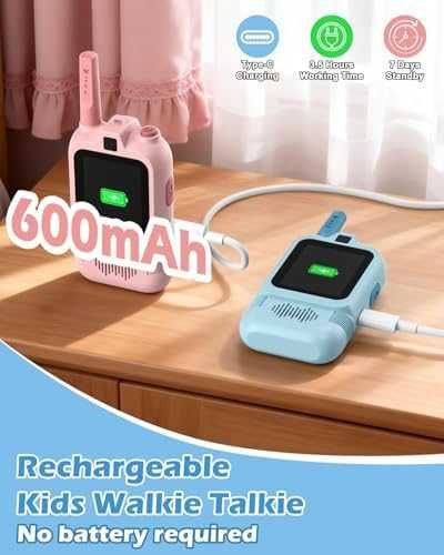 Уоки-токи с видео за деца 1900ft обхват, удароустойчиви, синьо/розово