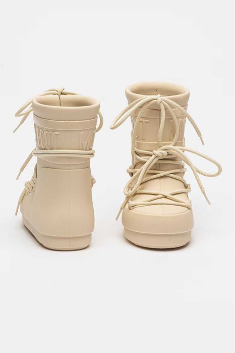 Ghete de ploaie Moon Boot, logo in relief, Nr 37-38, Alb fildes, NOU