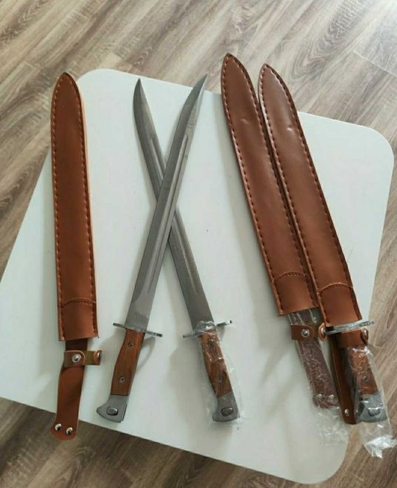 Baioneta Vanatoare 50cm + Husa Piele / Cutit Vanatoare Maceta Ak47