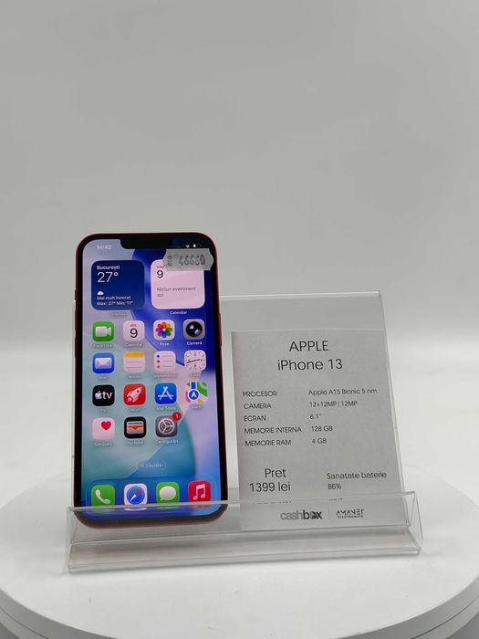 IPHONE 13 Red 128GB Baterie 86% Garantie 24 luni Cashbox