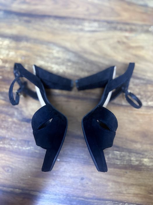Sandale negre elegante cu toc gros, marimea 38, noi