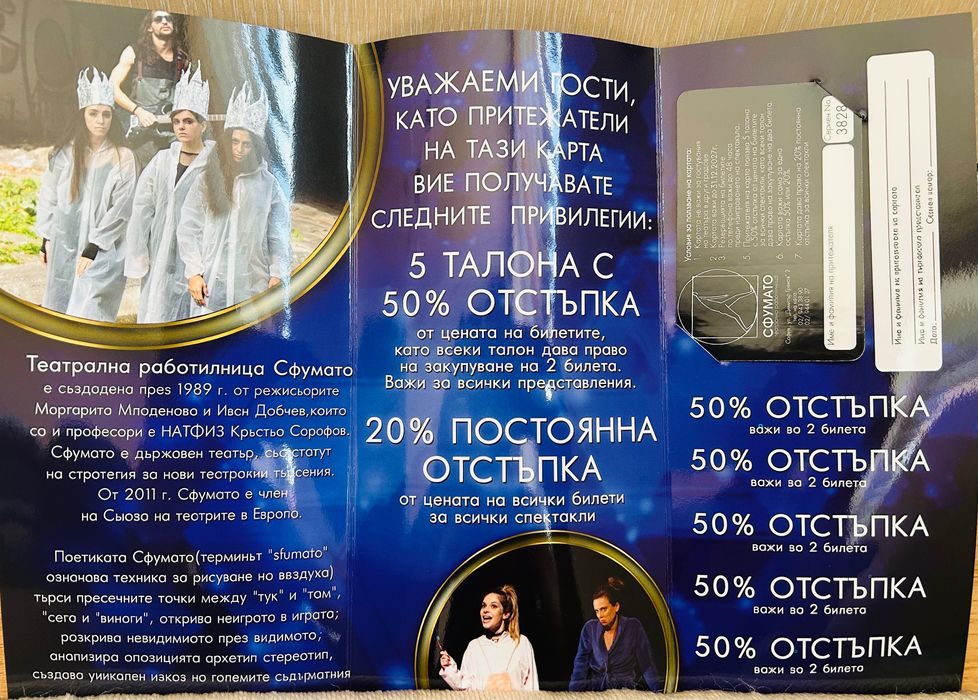 Клубни карти за Театрална работилница „Сфумато“