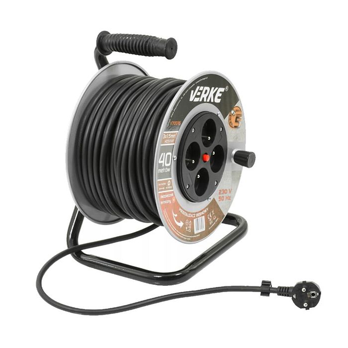 Rola prelungitor cablu cu cadru metalic 40 metri 3 x 1,5 mm Verke