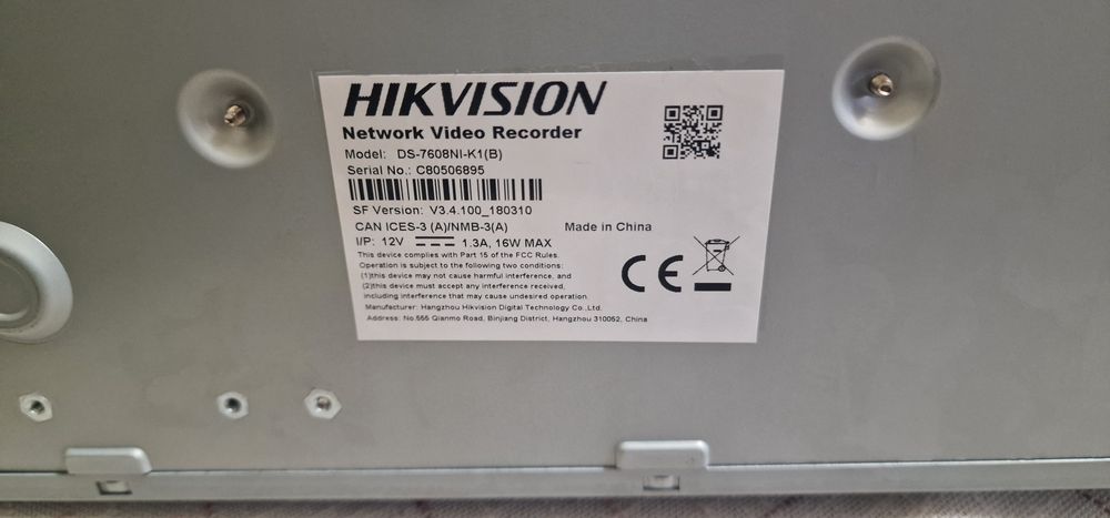 Vand nvr camere hikvision ds 7608 cu usb defect