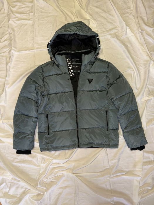 Geacă Guess bărbați - mărimea L, culoare gri-verde