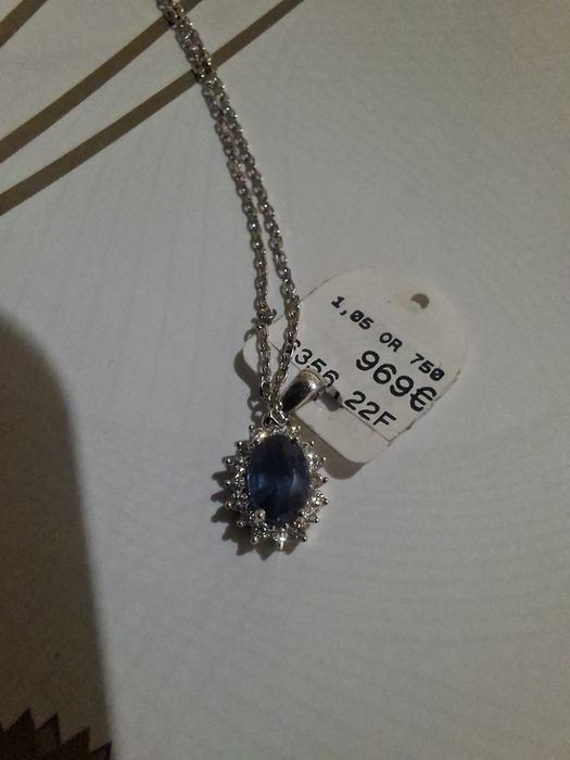 Pandantiv aur 18k, diamante si safir