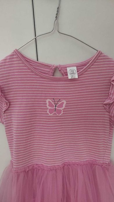 Rochie roz dugi cu tulle, marimea 128 -134