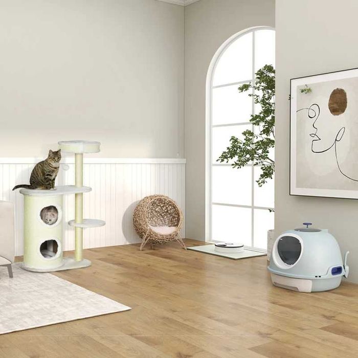 PawHut Дърво за котки с драскалка, 1 котешко легло и играчки за котки, 59 см x 35 см x 100 см
