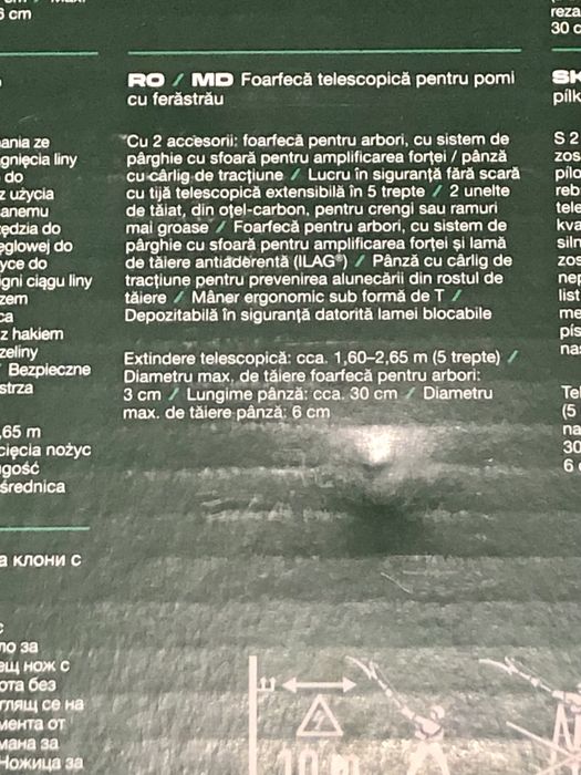 Foarfecă telescopică pentru pomi cu ferastrau Parkside