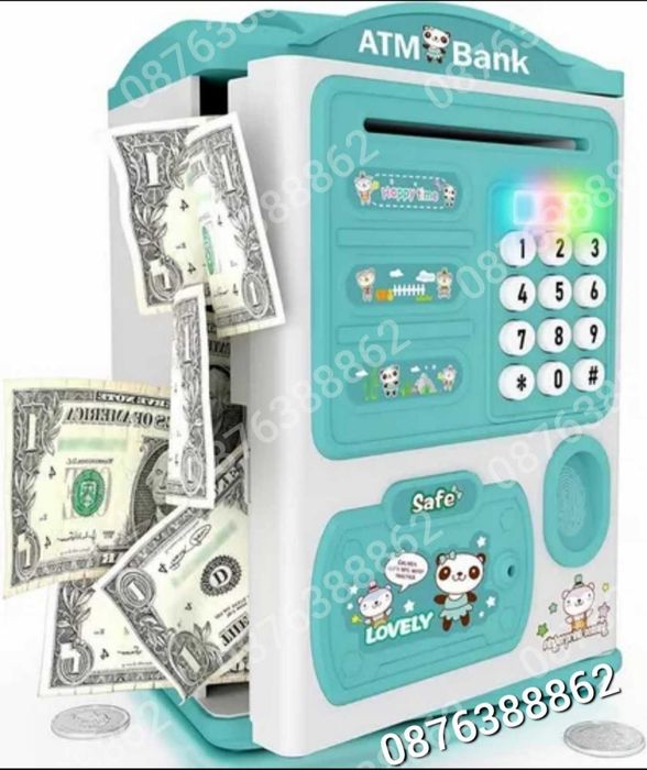 ПРОМО! Детска Касичка Сейф за Банкноти Монети Парола Пръстов Отпечатък