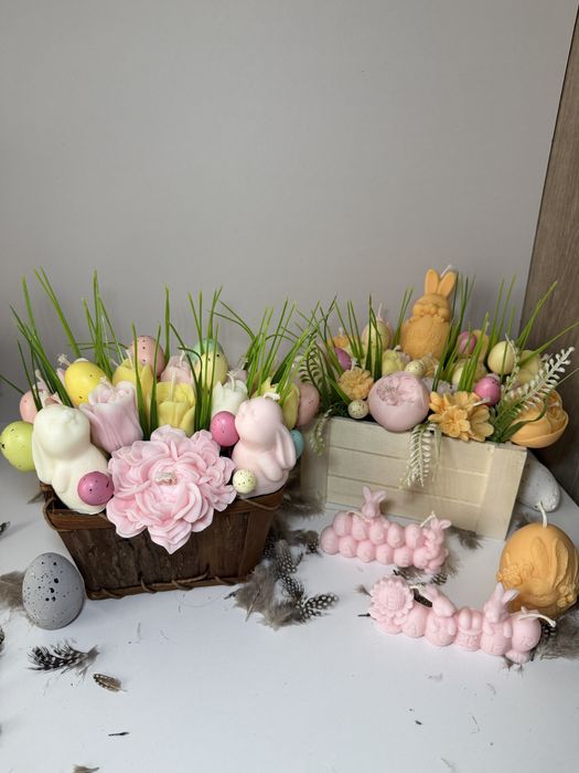 Великденски букети от соеви свещи