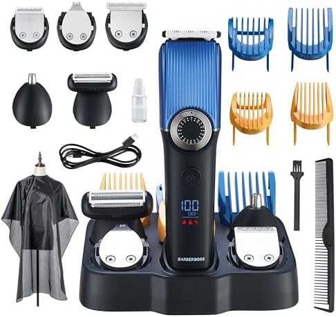 Нов BarberBoss Мъжки Тример 6 в 1 Брада, Коса, Нос, Тяло, LED, USB-C