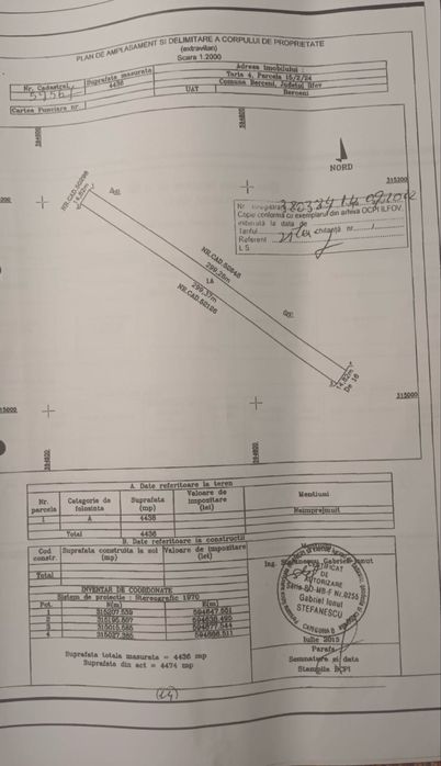Teren  de vanzare  4436 mp, Comuna  Berceni, ilfov