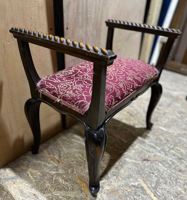 2 buc Taburet Vintage Stil Rococo; Bancuta cu sezut tapitat; Scaun