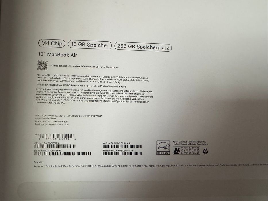 MacBook air 13” M4 16Gb