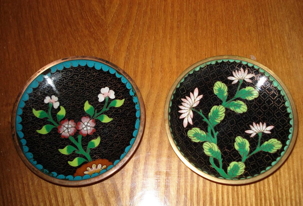 Старинные  розетки (блюдечки для варенья)  в технике клуазоне