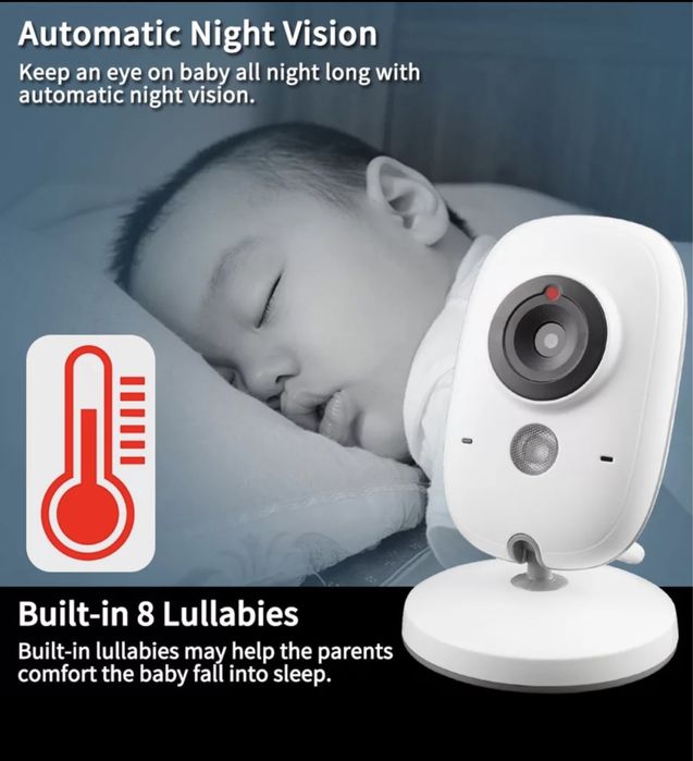 Видеоняня, беспроводная, с изображением высокого разрешения, функцией