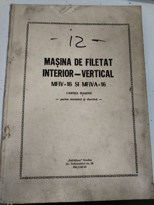 Cărți tehnice freză, mașină filetat,găurit,alezat