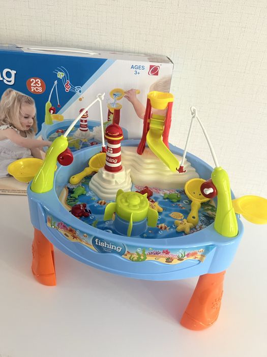 Риболовен комплект със звук и светлина, водна маса, фар, пързалка, игра, вода