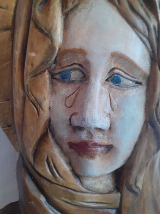 Fecioara Maria Maica Domnului bazorelief lemn bust lemn 32 cm