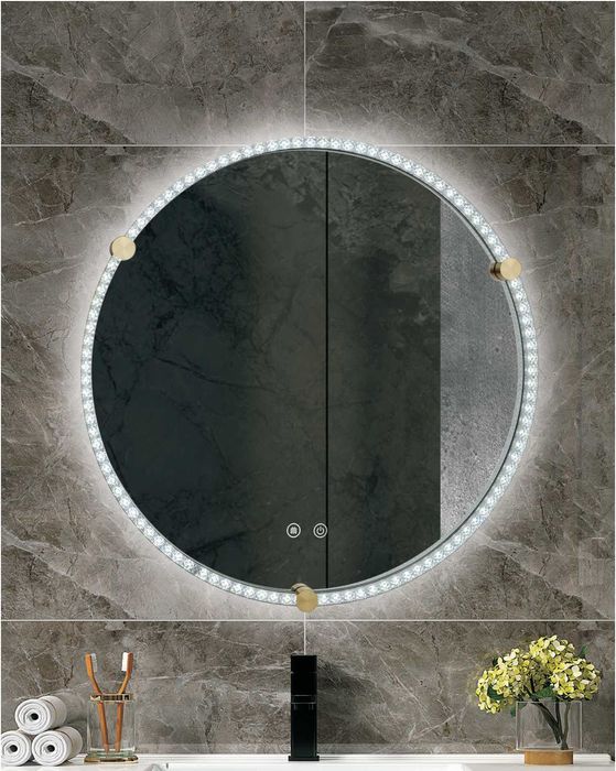 Зеркало для ванной с подсвет3 цвета с металлической оправой.