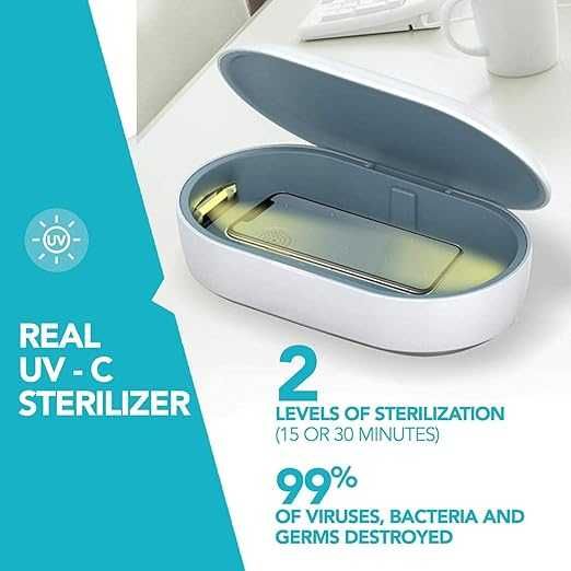 UV стерилизатор Superia с безжична зарядна станция, дезинфектант