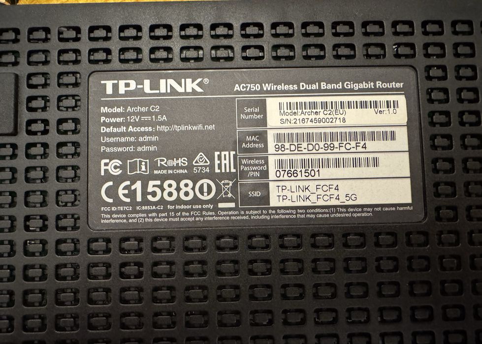Router Wireless TP-LINK Archer C2, Dual Band, 2.4/5 GHz